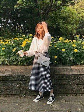 「Oribagu（オリバグ）のアイテム」を使った、ORIBAGU－折り紙バッグ－さん（レディース・155cm）の秋コーディネート