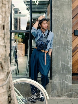 「Oribagu（オリバグ）のアイテム」を使った、ORIBAGU－折り紙バッグ－さん（メンズ・180cm）の冬コーディネート