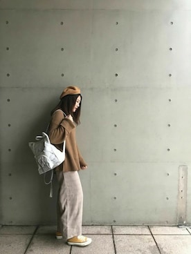 「犬の散歩」｜ORIBAGU－折り紙バッグ－さん（レディース・165cm）の冬コーディネート