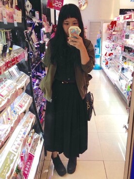 「古着のアイテム（パンツ、ブラック系）」を使った、Cerise ／セリースさん（レディース）の秋コーディネート