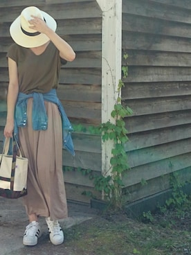「Ray BEAMS（レイビームス）のRay BEAMS / 中折れ HAT（ハット）」を使った、itsuさん（レディース・167cm）の夏コーディネート