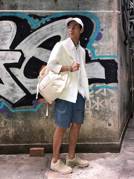 「initial（イニシャル）のアイテム（テーラードジャケット）」を使った、LEOCHENGさん（メンズ・177cm）の夏コーディネート