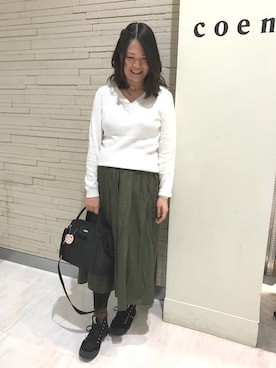 「coenスタッフスタイリング」｜「アイテム（レッグウェア）」を使った、coen ちょざさん（レディース・162cm）の冬コーディネート