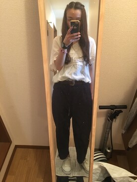 「LOWRYS FARM（ローリーズファーム）のアイテム（Tシャツ/カットソー、ホワイト系）」を使った、mayuさん（レディース・156cm）の春コーディネート