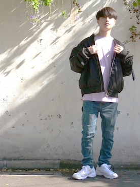 「アイテム（MA-1）」を使った、＊BEATJIVE公式＊さん（メンズ・180cm）の秋コーディネート