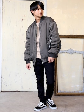「アイテム（MA-1）」を使った、＊BEATJIVE公式＊さん（メンズ・180cm）の秋コーディネート
