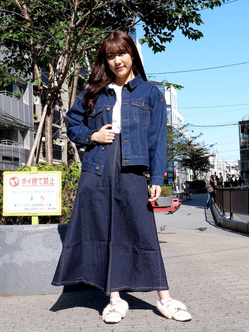 juetie ダークグレー デニムライダースジャケットとロングスカート セット ll6061-1.jpg