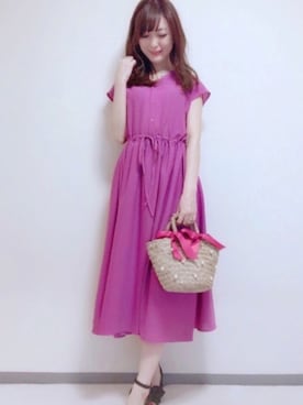 「cache cache（カシュ カシュ）のアイテム（かごバッグ）」を使った、cananaさん（レディース・160cm）の春コーディネート