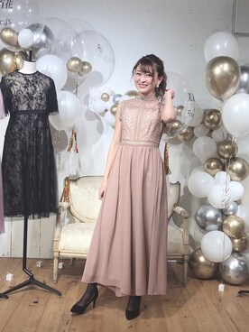 「アイテム（ドレス、ピンク系）」を使った、cananaさん（レディース・160cm）の秋コーディネート