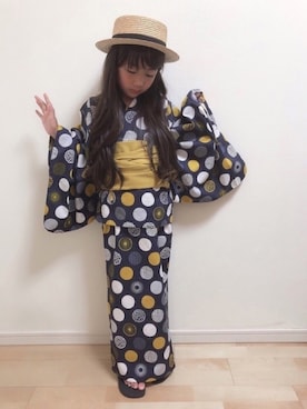 「apres les cours（アプレレクール）のアイテム（浴衣）」を使った、⁂sooora⁂さん（キッズ・120cm）の夏コーディネート
