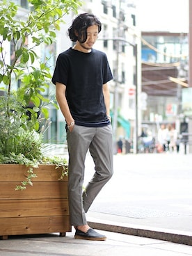 「カットオフ」｜「アイテム（スリッポン）」を使った、TSUDAさん（メンズ・178cm）の夏コーディネート