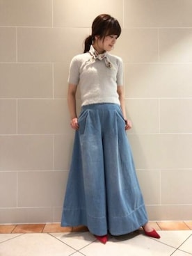 「赤パンプス」｜DEICYさん（レディース・159cm）の冬コーディネート
