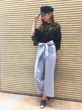 「ブラック」｜「アイテム（キャスケット）」を使った、DEICYさん（レディース・159cm）の春コーディネート