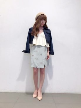 「ニットキャミソール」｜「アイテム（ブルゾン）」を使った、DEICYさん（レディース・159cm）の春コーディネート