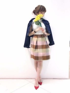 「ノースリーブニット」｜「アイテム（ブルゾン）」を使った、DEICYさん（レディース・159cm）の春コーディネート