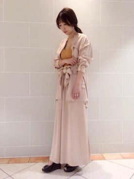 「ノーカラーシャツ」｜「アイテム（ノーカラージャケット）」を使った、DEICYさん（レディース・159cm）の春コーディネート