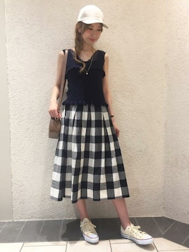 「DEICY（デイシー）のアイテム（帽子）」を使った、DEICYさん（レディース・159cm）の夏コーディネート