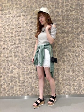「白キャップ」｜DEICYさん（レディース・159cm）の夏コーディネート