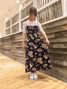 「ボーダーニット」｜「アイテム（ワンピース/ドレス）」を使った、DEICYさん（レディース・159cm）の夏コーディネート