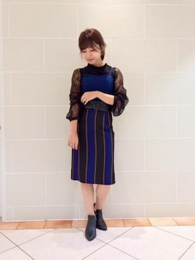 「フリルネック」｜DEICYさん（レディース・159cm）の秋コーディネート