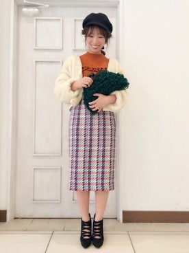 「マスタード」｜「アイテム（ブーティ）」を使った、DEICYさん（レディース・159cm）の秋コーディネート