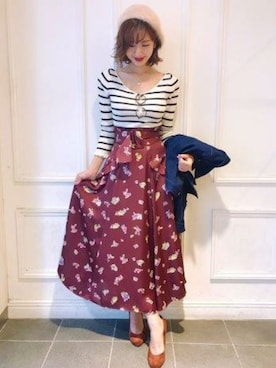 「アイテム（ハンチング/ベレー帽、ベージュ系）」を使った、DEICYさん（レディース・158cm）の秋コーディネート