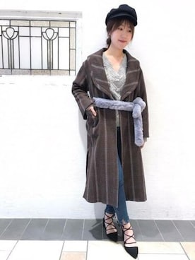 「ブラック」｜「アイテム（キャスケット）」を使った、DEICYさん（レディース・161cm）の秋コーディネート