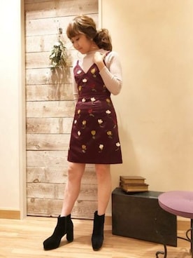 「ME COUTURE（ミークチュール）のアイテム（スカート）」を使った、DEICYさん（レディース・155cm）の秋コーディネート