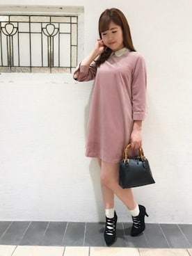 「襟付きワンピース」｜DEICYさん（レディース・158cm）の冬コーディネート