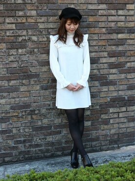 「レザー」｜「アイテム（ブーティ）」を使った、DEICYさん（レディース・161cm）の冬コーディネート