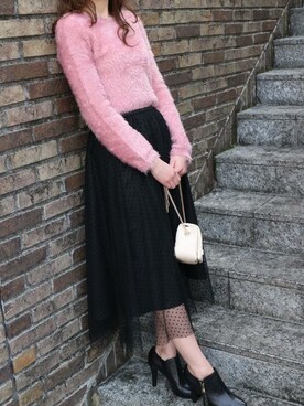 「春カラー」｜「アイテム（ブーティ）」を使った、DEICYさん（レディース・161cm）の冬コーディネート