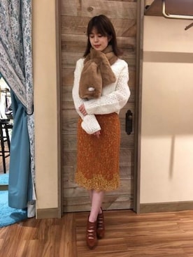 「アイテム（ブーティ、イエロー系）」を使った、DEICYさん（レディース・158cm）の冬コーディネート
