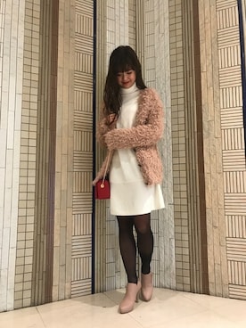 「アイテム（ブーティ、ピンク系）」を使った、DEICYさん（レディース・160cm）の冬コーディネート