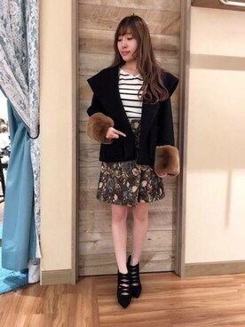 「リブニット」｜「アイテム（ブーティ）」を使った、DEICYさん（レディース・153cm）の冬コーディネート