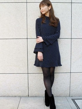 「ミニワンピ」｜DEICYさん（レディース・161cm）の冬コーディネート