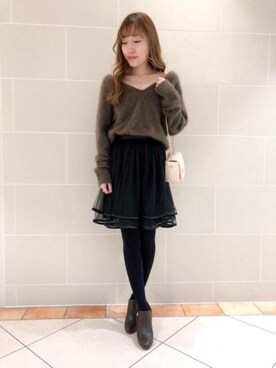 「バッグ」｜「アイテム（ブーティ）」を使った、DEICYさん（レディース・153cm）の冬コーディネート