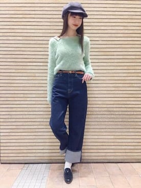 「アイテム（キャスケット、グレー系）」を使った、DEICYさん（レディース・165cm）の冬コーディネート