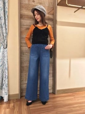 「ブラック」｜「アイテム（キャスケット）」を使った、DEICYさん（レディース・158cm）の冬コーディネート