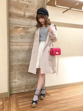 「ウェッジソール」｜「アイテム（トレンチコート）」を使った、DEICYさん（レディース・158cm）の春コーディネート