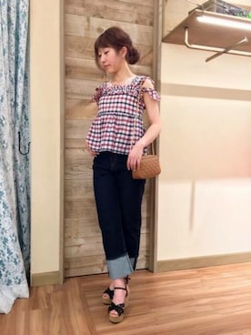 「ストレートデニム」｜DEICYさん（レディース・160cm）の春コーディネート