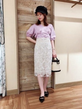 「ブラック」｜「アイテム（キャスケット）」を使った、DEICYさん（レディース・160cm）の春コーディネート