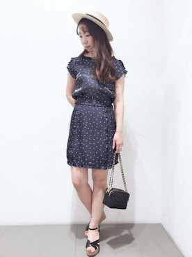 「カンカン帽」｜「アイテム（サンダル）」を使った、DEICYさん（レディース・160cm）の春コーディネート