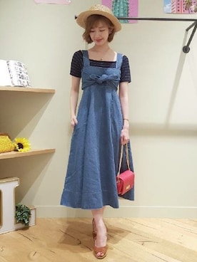 「カンカン帽」｜「アイテム（サンダル）」を使った、DEICYさん（レディース・158cm）の春コーディネート