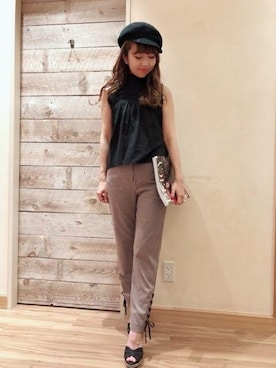 「ブラック」｜「アイテム（キャスケット）」を使った、DEICYさん（レディース・157cm）の夏コーディネート