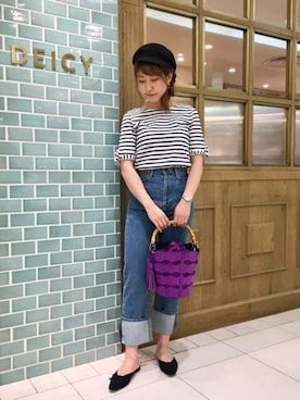 「DEICY（デイシー）のアイテム（帽子）」を使った、DEICYさん（レディース・160cm）の夏コーディネート
