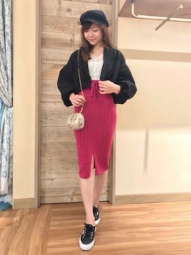 「ギャザー」｜「アイテム（ブルゾン）」を使った、DEICYさん（レディース・160cm）の夏コーディネート