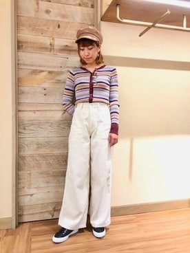 「LEE」｜「アイテム（キャスケット）」を使った、DEICYさん（レディース・160cm）の秋コーディネート