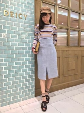 「アイテム（キャスケット、イエロー系）」を使った、DEICYさん（レディース・162cm）の秋コーディネート