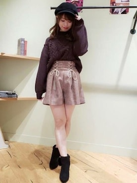 「キュロット」｜「アイテム（キャスケット）」を使った、DEICYさん（レディース・156cm）の秋コーディネート