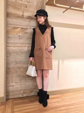 「ブラック」｜「アイテム（キャスケット）」を使った、DEICYさん（レディース・158cm）の秋コーディネート